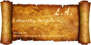 Lehoczky Arikán névjegykártya